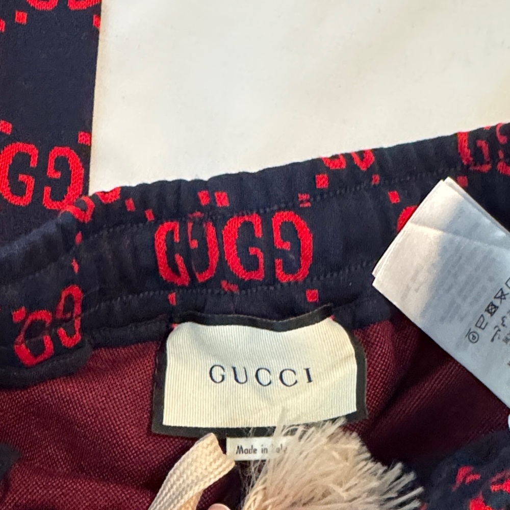 Gucci men’s  Blue and Red Monogram Joggers - Picture 2 of 4